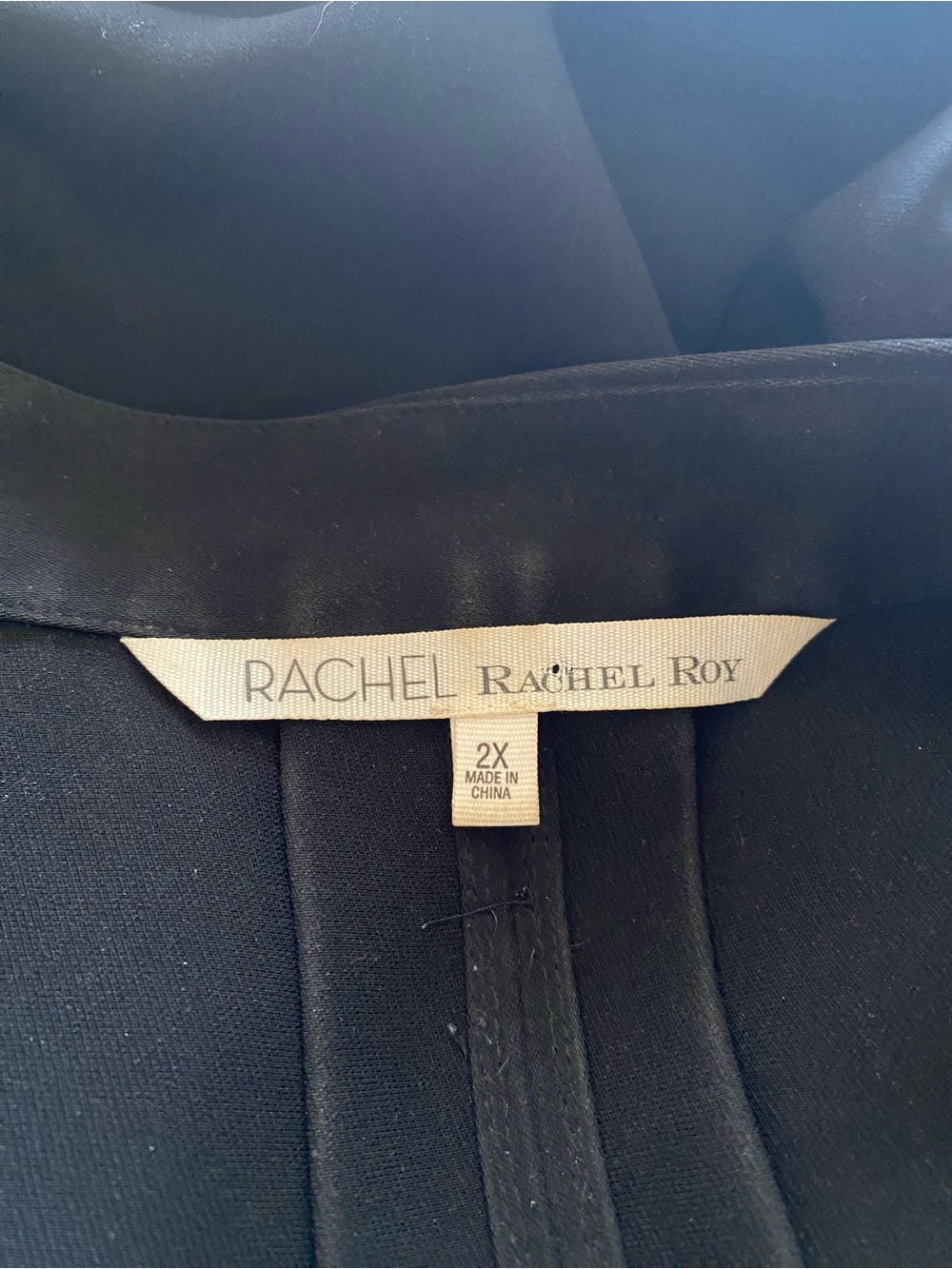 RACHEL Rachel Roy Draped Asymmetrical Sleeveless Shift Dress 2X Black Pockets - Picture 7 of 11